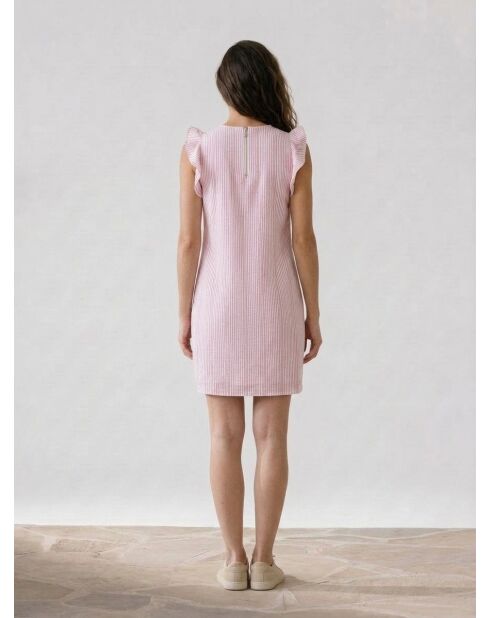Rosa/weiß gestreiftes gerades kurzes Kleid