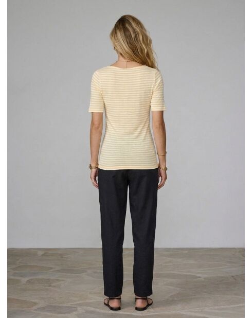 T-shirt a righe gialle/bianche