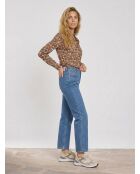 Himmelblaue Jeans in Rohblau mit normaler Passform und hoher Taille
