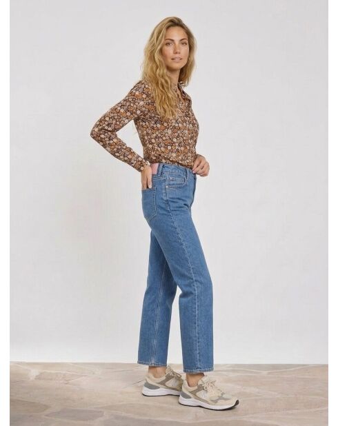 Himmelblaue Jeans in Rohblau mit normaler Passform und hoher Taille
