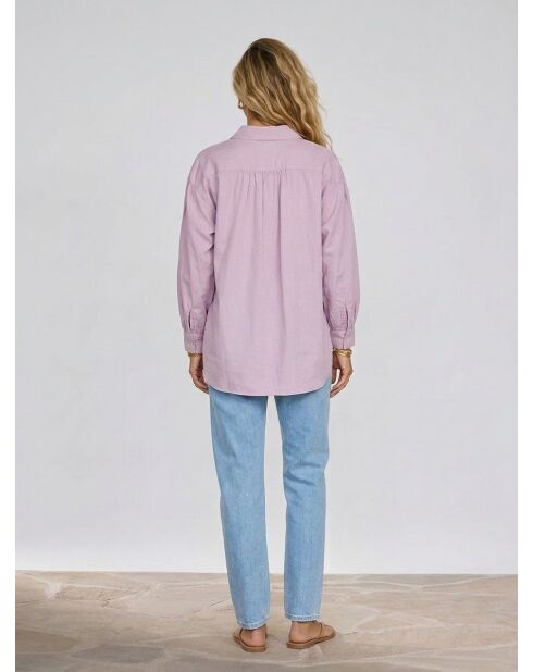 Blusa in popeline viola chiaro con colletto a polo