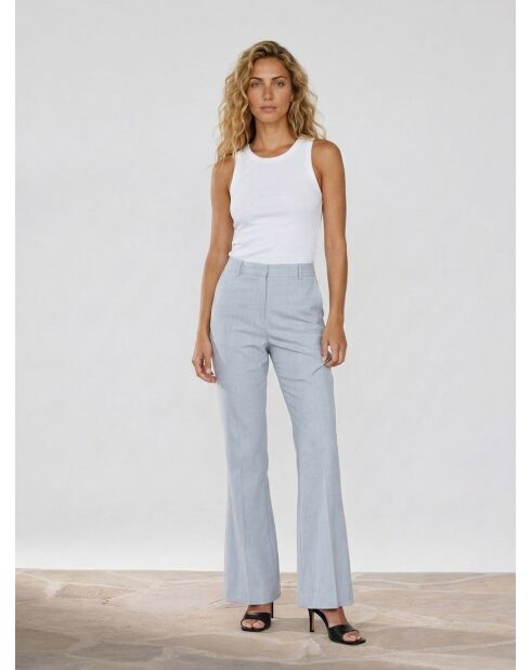 Pantaloni blu in tessuto fiammato