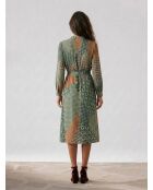 Bedrucktes Kleid in Mondgrün/Kamel