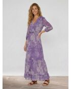 Lilafarbenes langes Patchworkkleid Mylo