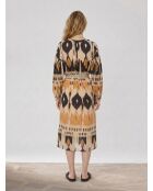 Loise schwarz/mehrfarbiges Midikleid