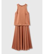 Top en satin fluide cognac