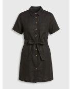 Schwarzes Kleid Rila aus Leinenmischung