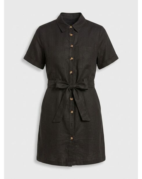 Schwarzes Kleid Rila aus Leinenmischung