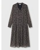 Schwarzes, bedrucktes, fließendes Maxikleid