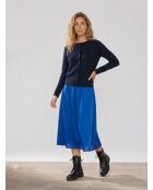 Blauer Roll-Midirock aus Satin