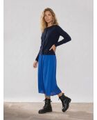 Blauer Roll-Midirock aus Satin