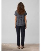 Blouse paisley imprimée bleu/blanc