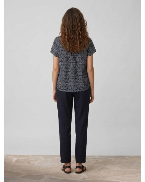 Blauw/witte blouse met paisleyprint
