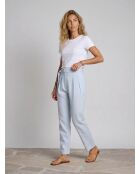 Hellblaue, maßgeschneiderte Hose aus Baumwolle und Leinen