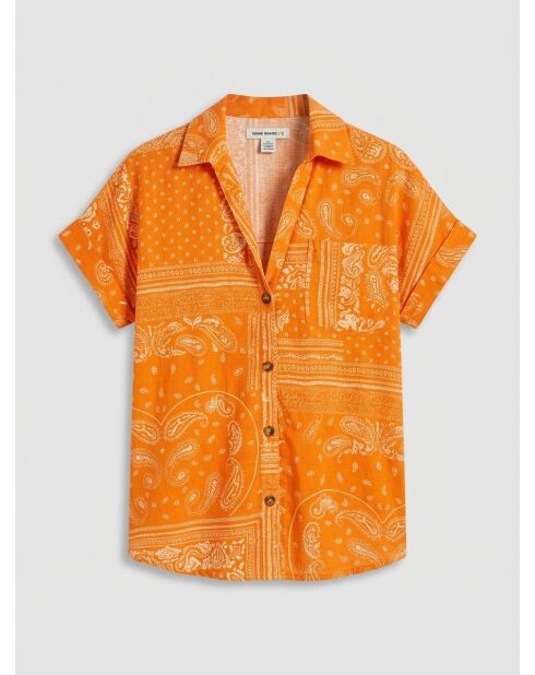Camicia Eros con stampa bandana arancione