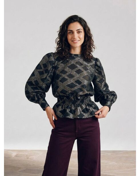 Beirut schwarz/mehrfarbig bedruckte Bluse