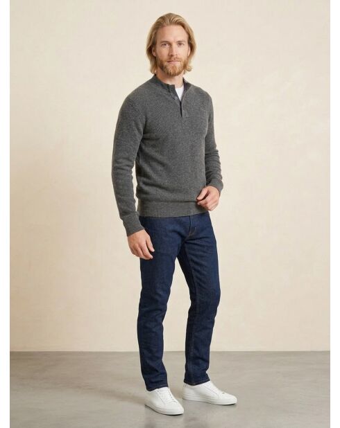 Pullover aus Wolle und Baumwolle mit grauen Knöpfen