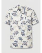 Chemise slim Slam à fleurs écru/bleu/rouge