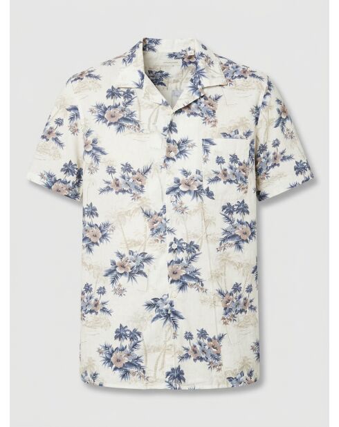Chemise slim Slam à fleurs écru/bleu/rouge