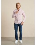 Mittelorangenes, dreifarbiges, schmal geschnittenes Gingham-Hemd
