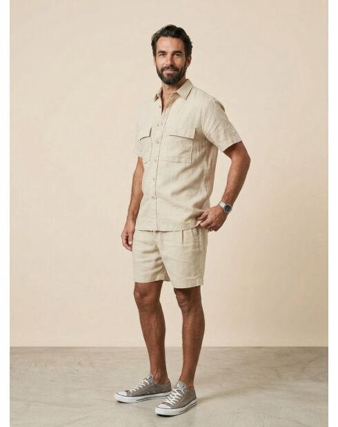Pantaloncini beige Lavsjo Pinces 100% lino