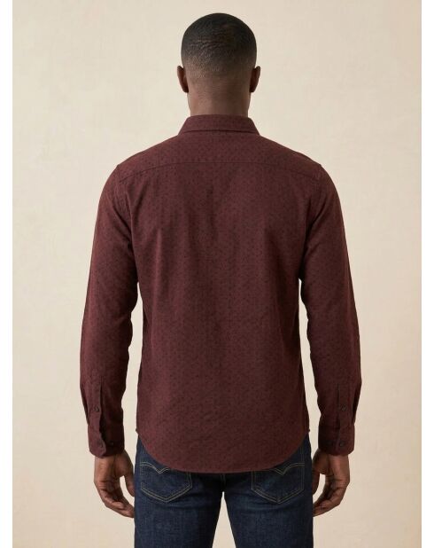 Chemise Slim Flex motifs rouge foncé/marine