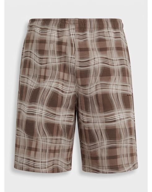 Reveal dunkelbraune karierte Shorts