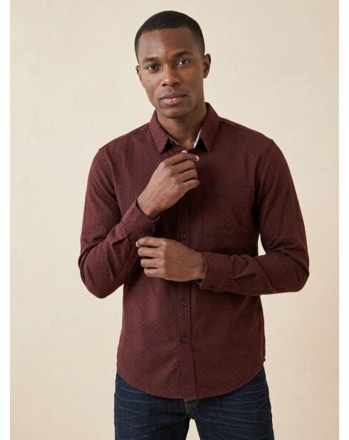 Chemise Slim Flex motifs rouge foncé/marine