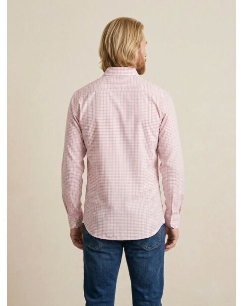 Mittelorangenes, dreifarbiges, schmal geschnittenes Gingham-Hemd