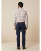 Chemise en Lin mélangé Slim Fit à carreaux multicolore