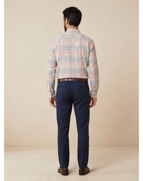 Chemise en Lin mélangé Slim Fit à carreaux multicolore