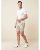 Pantalones cortos con estampado floral de bayas beige/multicolor
