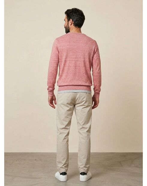 Pull en Lin & Coton Crew rouge rose