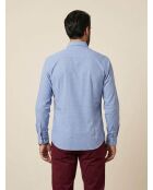 Camicia Slim Fit Wash blu con taglio a filo