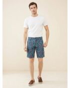 Short cargo regular Popplin imprimé bleu vintage/vert