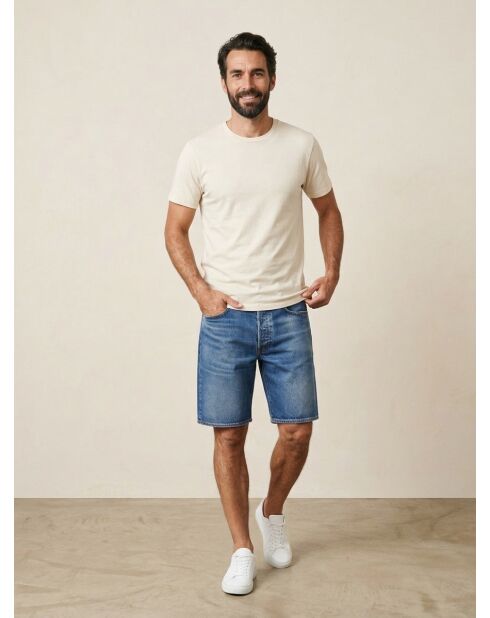 Gerade geschnittene, blau gewaschene Jeansshorts