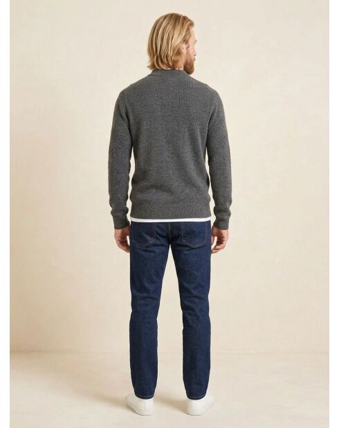 Pullover aus Wolle und Baumwolle mit grauen Knöpfen