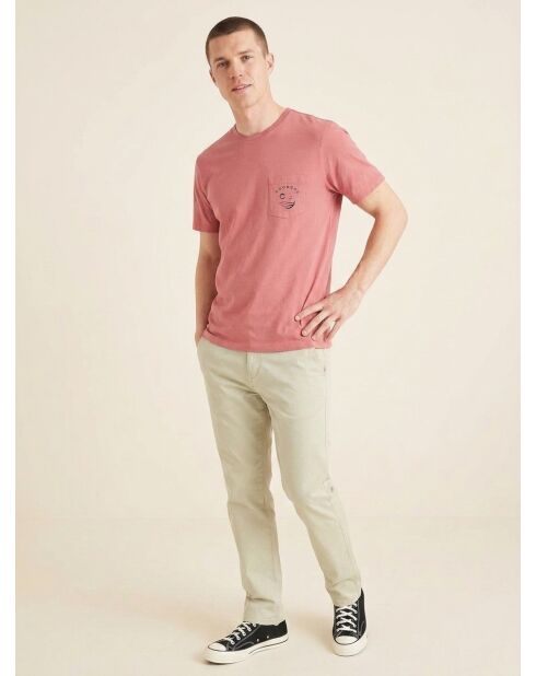 Rosafarbenes T-Shirt mit Logo-Tasche aus 100% Bio-Baumwolle