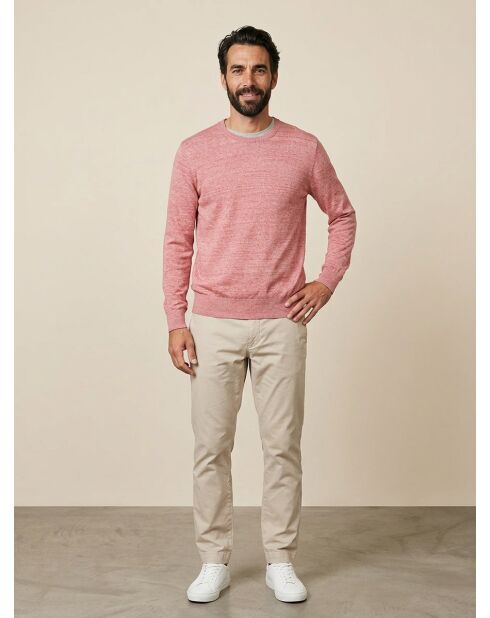 Pull en Lin & Coton Crew rouge rose