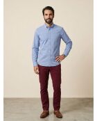 Camicia Slim Fit Wash blu con taglio a filo