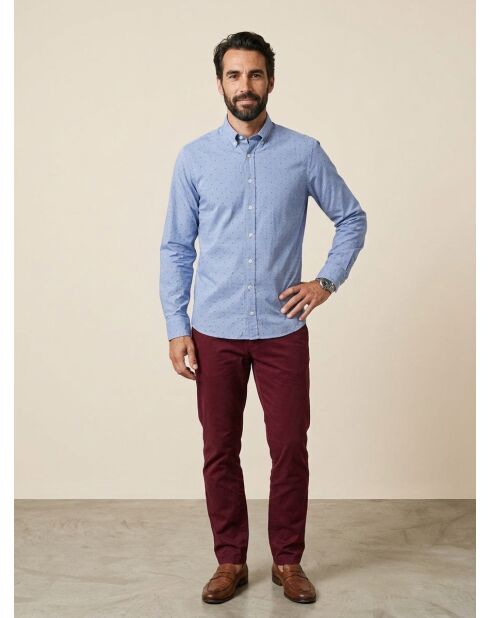 Chemise Slim Fit Wash fil coupé bleue