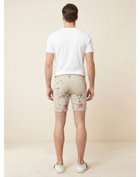 Pantalones cortos con estampado floral de bayas beige/multicolor