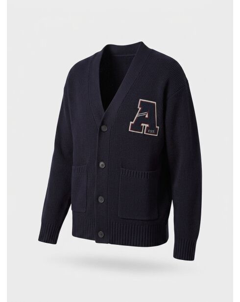 Cardigan en Coton & Laine Fardi varsity bleu marine