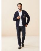 Cardigan en Coton & Laine Fardi varsity bleu marine