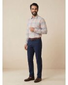 Chemise en Lin mélangé Slim Fit à carreaux multicolore
