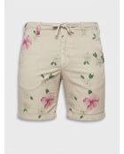 Pantalones cortos con estampado floral de bayas beige/multicolor