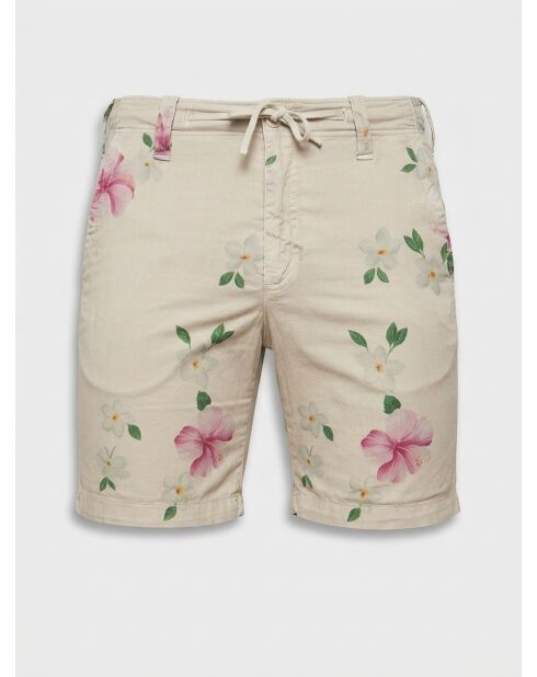 Pantalones cortos con estampado floral de bayas beige/multicolor