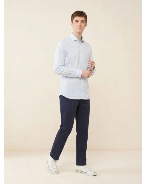 Slim Fit Mix Travel Hellblaues Druckhemd
