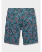 Short cargo regular Popplin imprimé bleu vintage/vert