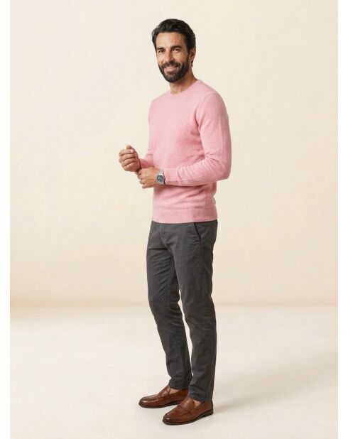 Roze trui met ronde hals van 100% kasjmier Nachron